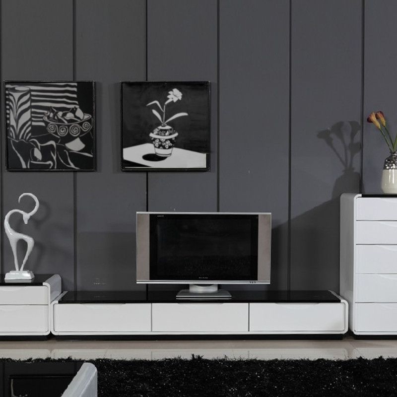 万采 木烤漆玻璃框架结构储藏艺术成人简约现代 电视柜