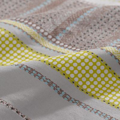 富安娜 灰色现代中式斜纹条纹床单式简约风 床品件套四件套