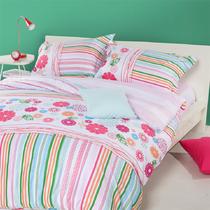 床笠款床单款简约现代涂料印花植物花卉床单式田园风 床品件套四件套