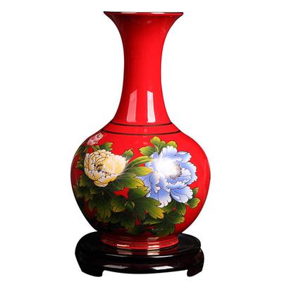 大唐源红瓷 红黄对瓶陶瓷台面花瓶小号简约现代 花瓶