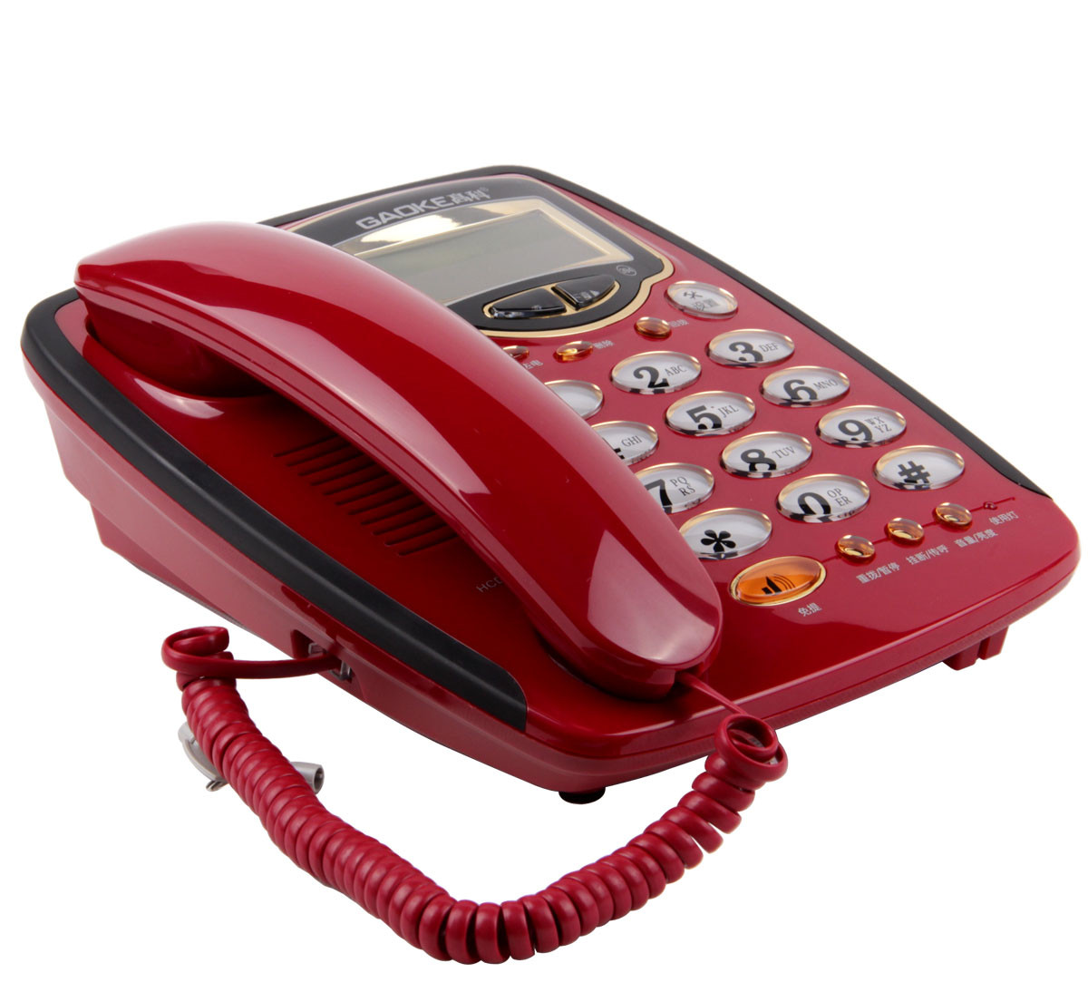 高科 珠光红电脑白宝蓝色有绳电话座式经典方形全国联保 394b电话机