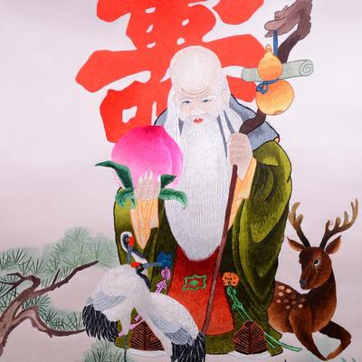 紫御寿比南山刺绣