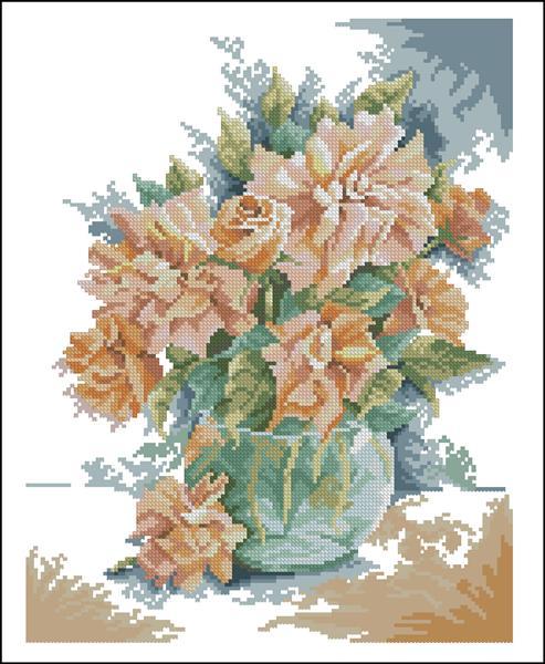 十格格 白色棉布成品植物花卉家居日用/装饰美式乡村 BHH1332十字绣