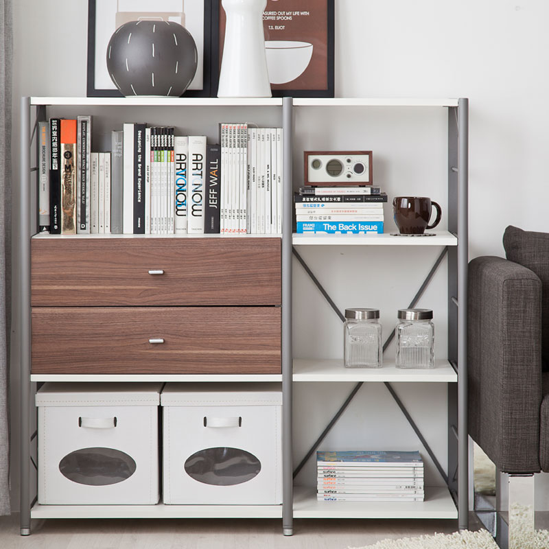 猫王家具 金属麻面钢三聚氰胺板框架结构拆装艺术成人简约现代 书柜