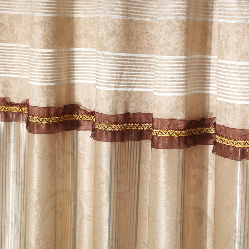 意萨立德 布装饰+全遮光平帷涤棉混纺人造纤维几何图案简约现代 窗帘