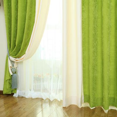 布一堂 布装饰+半遮光平帷棉涤纶纯色普通打褶简约现代 SL087窗帘