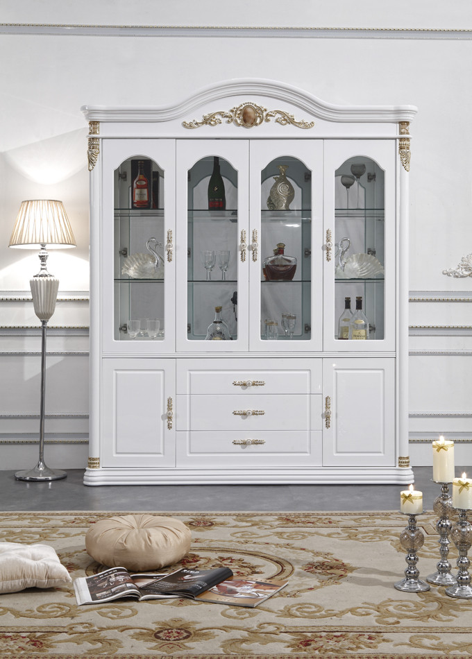 凯哲3018四门酒柜人造板密度板/纤维板箱框结构储藏欧式 酒柜