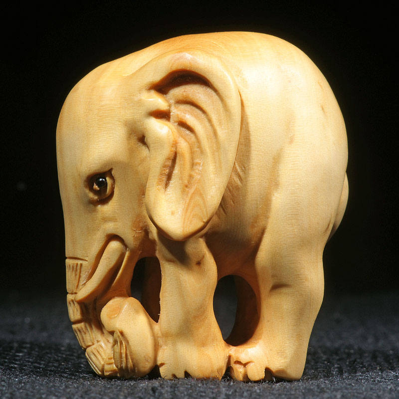和卉堂 黄杨木大象动物 雕刻