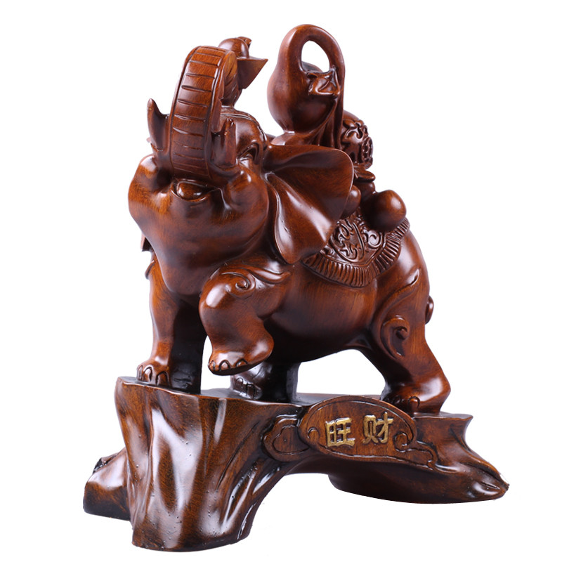 吉来宝 旺财大象纳福大象树脂动物桌面摆件招财简约现代 摆件