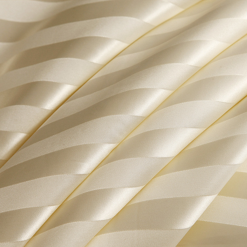 辑里 真丝缎纹(象牙色)丝绸条纹简约现代 被套
