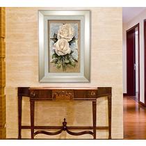 马蹄莲玫瑰花平面香槟色画框有框单幅价格植物花卉喷绘 装饰画