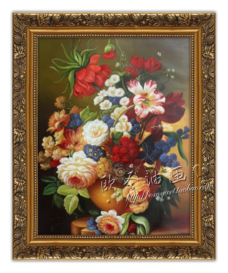 欧圣 外框款式可选平面有框单幅植物花卉手绘 G63油画