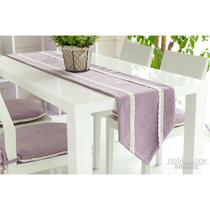 紫色桔黄化纤纯色田园 桌旗