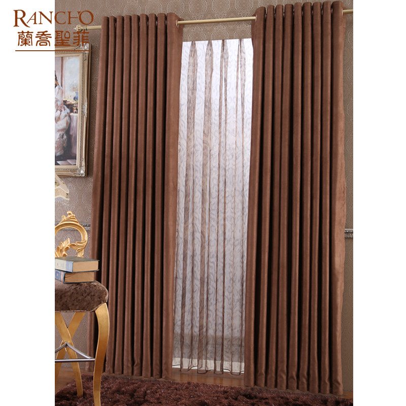 兰乔圣菲 布帘 纱帘装饰 半遮光涤纶纯色普通打褶打孔帘穿杆帘简约