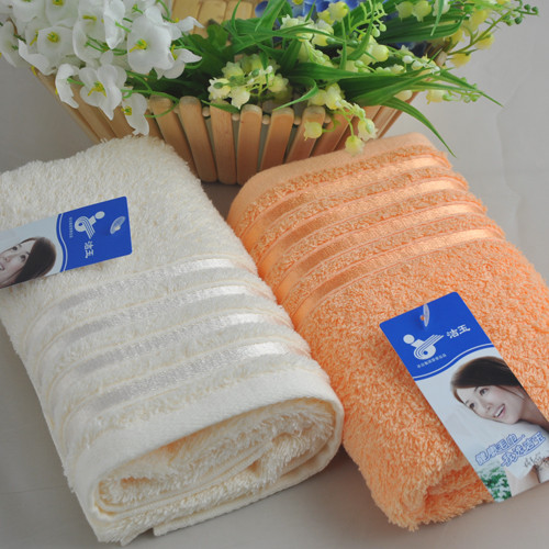 孚日洁玉 粉色米色橘色蓝色纯棉面巾情侣 毛巾