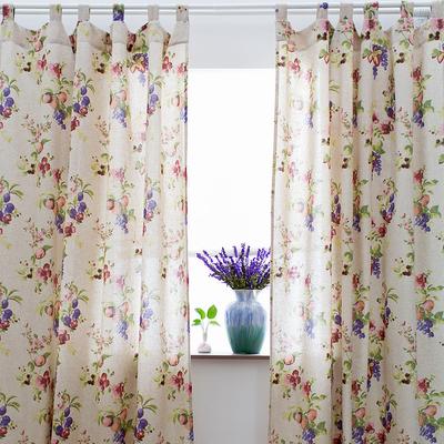 粉彩 布装饰+半遮光麻棉植物花卉风景田园 窗帘