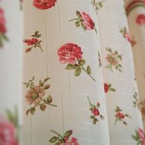 布帘+纱帘装饰+半遮光涤纶植物花卉普通打褶打孔帘田园 窗帘
