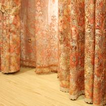 布帘+纱帘装饰+半遮光混纺植物花卉叶子几何图案地中海 窗帘