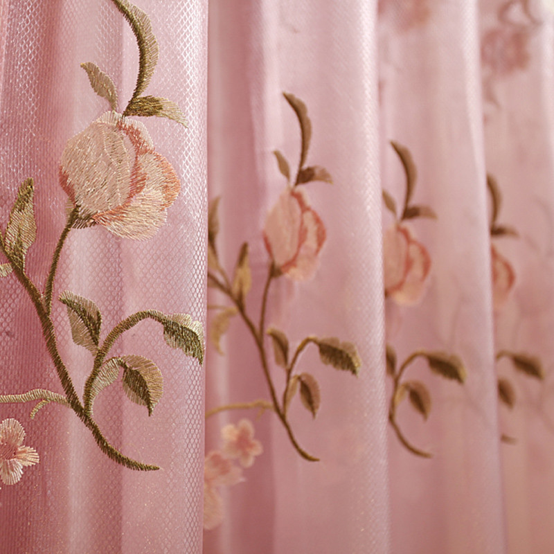 一米 内帘外帘纱装饰+半遮光平帷荡度涤纶植物花卉叶子几何图案欧式 窗帘
