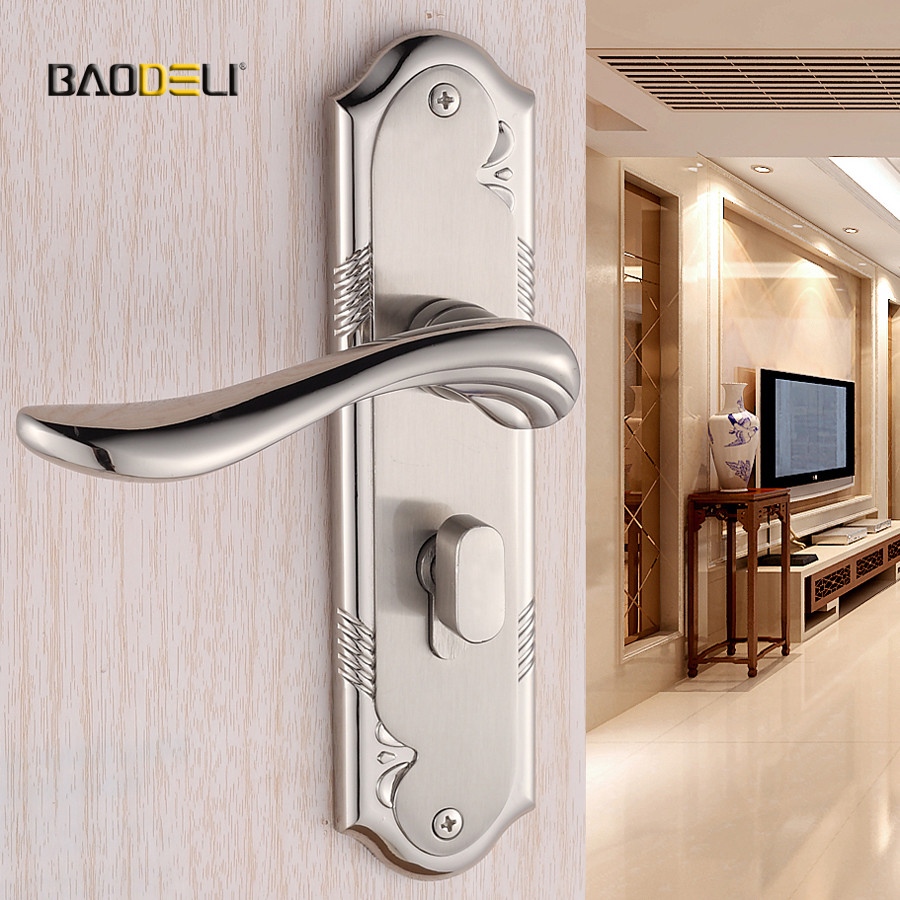 宝得利 通用型拉丝不锈钢金间黑锁室内门锌包铜双锁舌 63072锁具