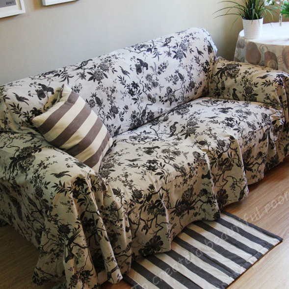 诺迈迪 布植物花卉沙发巾双人座沙发明清古典 防尘罩