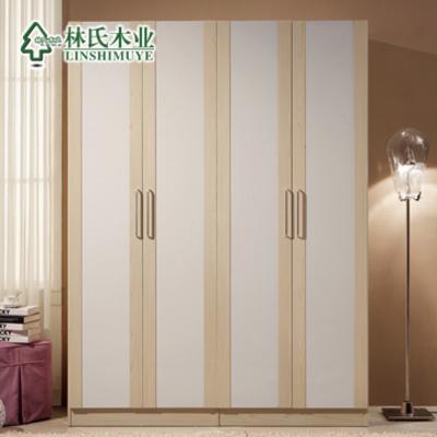 林氏木业 白枫人造板密度板/纤维板储藏平拉门成人简约现代 衣柜