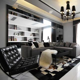 现代简约黑白灰装修客厅效果图