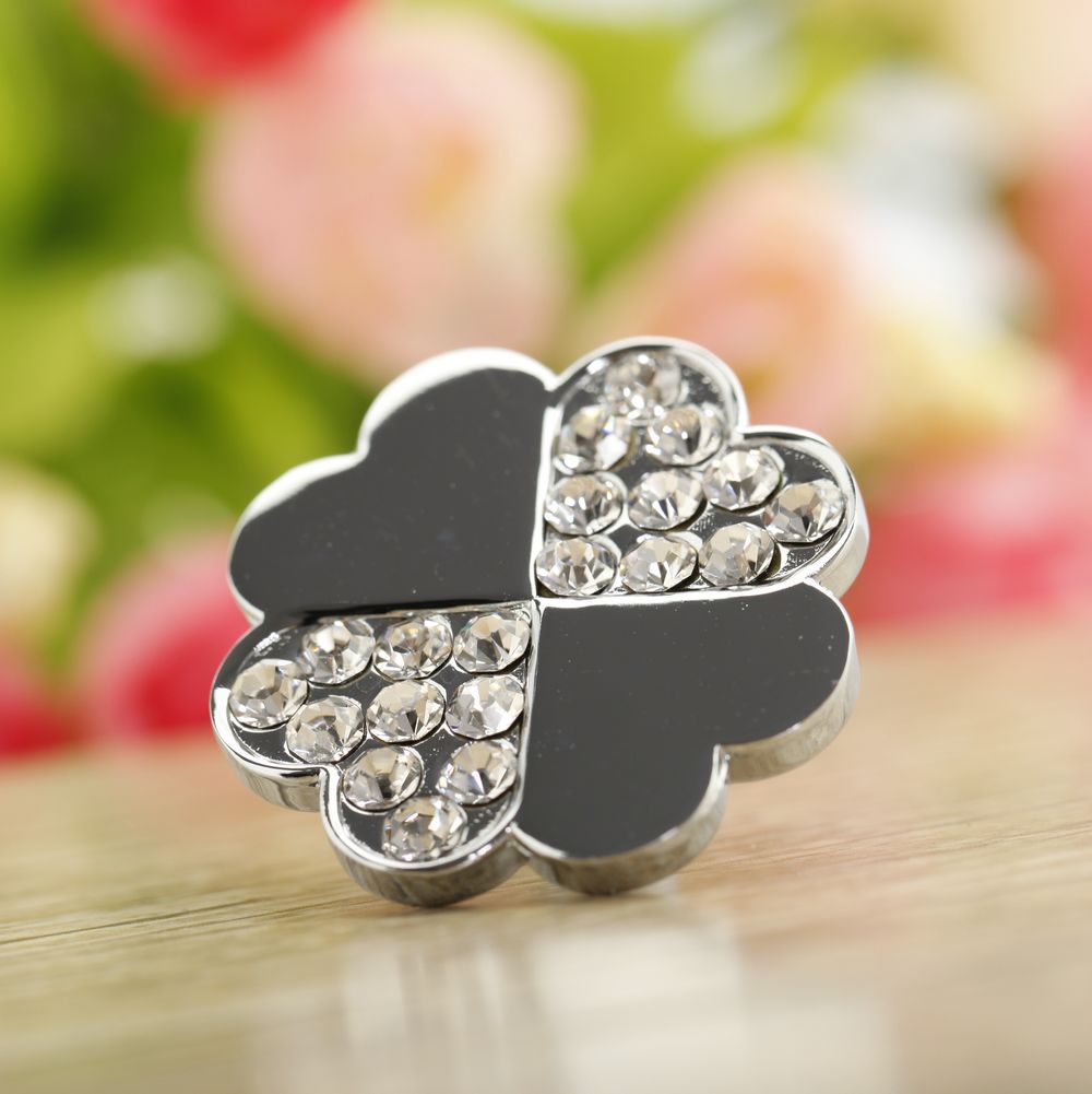 梦幻之家 锌合金单孔抽屉 梦幻之家亮银镶钻幸运四叶草形拉手拉手