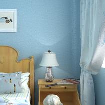 蓝色116印花无图案卧室儿童房简约现代 墙纸
