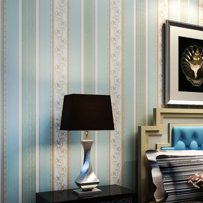 优际实业 天蓝色浮雕有图案客厅书房卧室地中海 墙纸