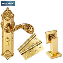 通用型K金锁室内门锌包铜双锁舌 WS-CX-V6101三件套餐锁具