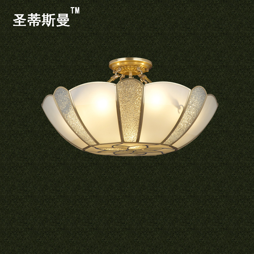 圣蒂斯曼 玻璃铜欧式白炽灯节能灯LED SZ06052-04吊灯