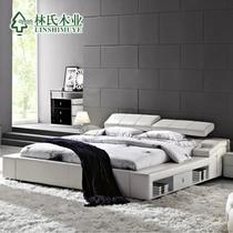 超纤【气动床】人造板复合皮革组装方形简约现代 床