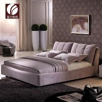 紫色灰色带点粉木绒质方形简约现代 床