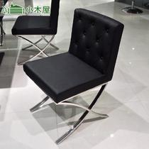 黑色白色金属软面钢皮革多功能成人简约现代 餐椅