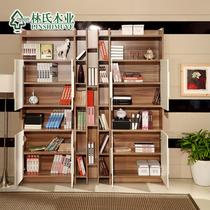 浅胡桃木色+荷花白人造板密度板/纤维板框架结构储藏成人简约现代 书柜