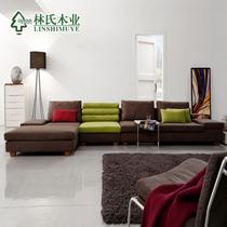 组合（海绵坐垫）L形储藏麻简约现代 沙发