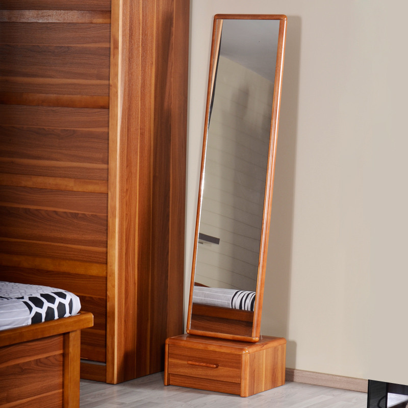 海森威 镜子+抽屉橡木置地方形简约现代 穿衣镜
