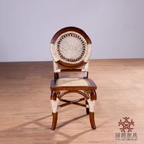 单张椅植物藤实木皮饰面移动成人新古典 餐椅
