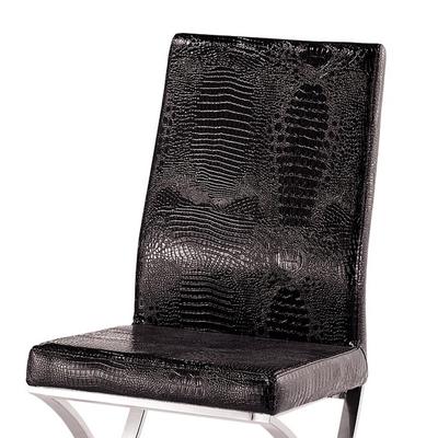 歌伦达 白色鳄鱼色黑色鳄鱼色裂纹皮革移动成人简约现代 C964餐椅