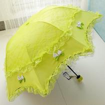黑胶手动蕾丝晴雨伞三折伞成人 遮阳伞