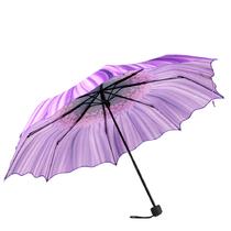 雏菊-紫色手动碰击布晴雨伞三折伞成人 遮阳伞
