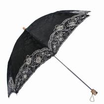 手动刺绣布遮阳伞二折伞成人 遮阳伞