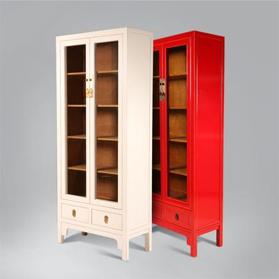 风骨 中国红白-工期35天松木成人现代中式 书柜