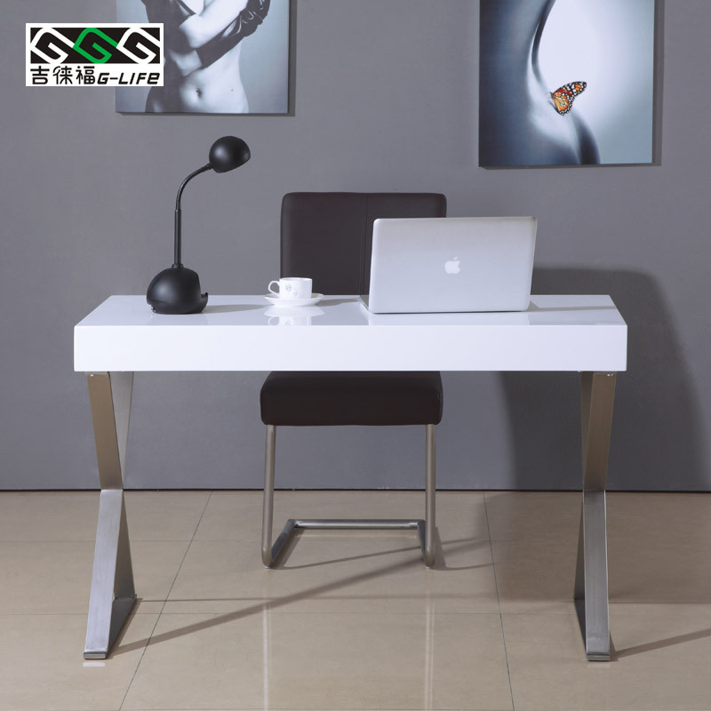 吉徕福 白色人造板组装密度板/纤维板木储藏连体简约现代 书桌