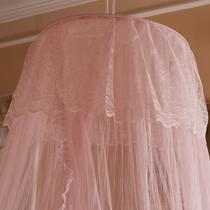 粉色米色玻璃纤维管吊挂圆顶蚊帐通用 蚊帐