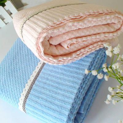 云逸 蓝色粉色3%毛巾毯夏季条纹日式 毛毯
