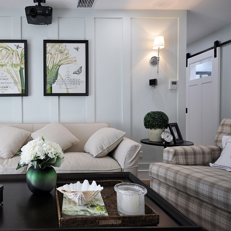 现代美式四居室装修沙发背景墙图片