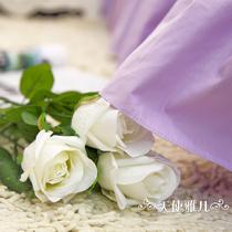 紫色花园（蕾丝）绗缝荷叶边植物花卉床裙式田园风 床品件套四件套