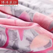 实物拍摄活性印花贡缎圆网印花植物花卉床单式韩式风 床品件套四件套
